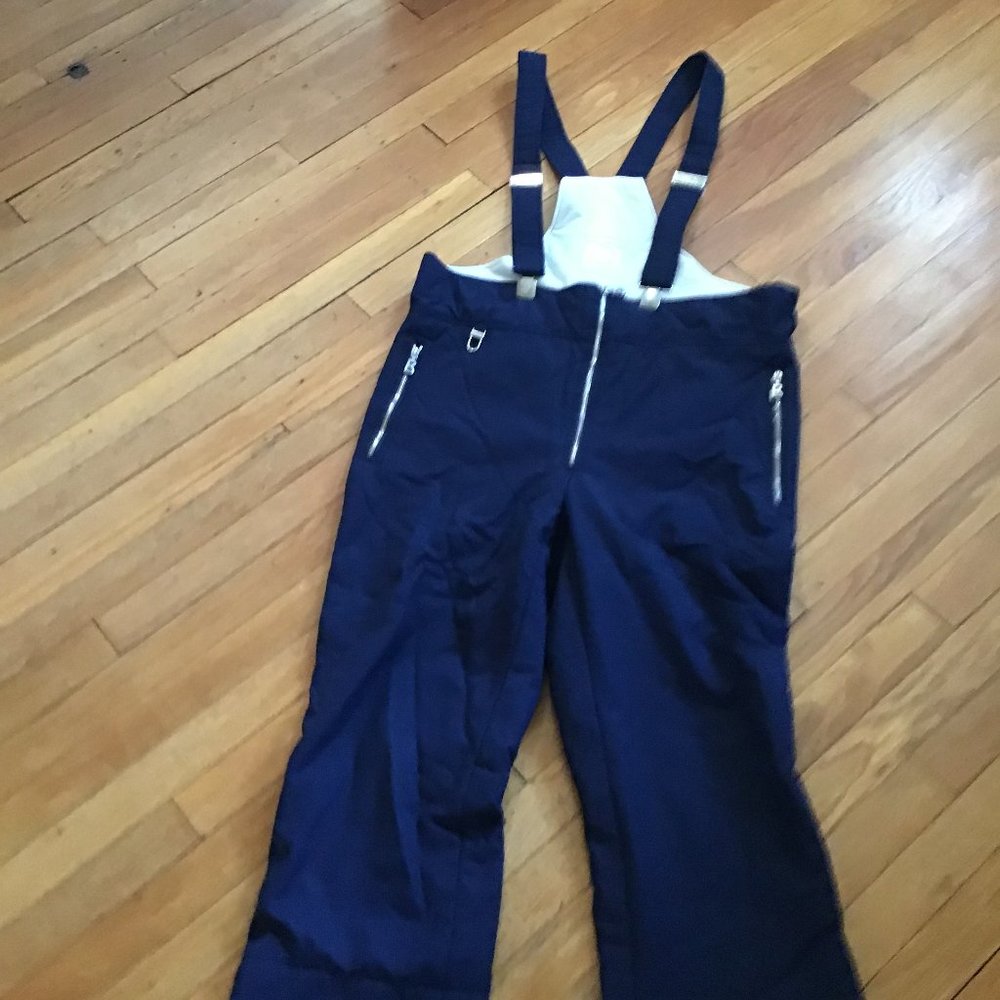BOGNER VTG. MEN'S BLUE POLYESTER LINED SKI BIBS PANTS. SIZE 40